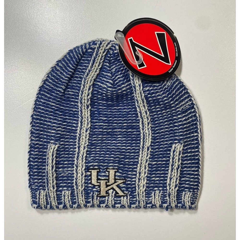 Kentucky Wildcats UK Beanie One Size Knit Winter Hat Blue White Uncuffed OS